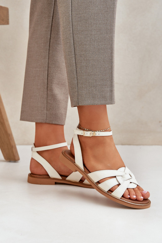Pealistesandaalid Pealiste omad laiade nööridega Zazoo 3688 Ecru Pealistesandaalid Pealiste omad laiade nööridega Zazoo 3688 Ecru