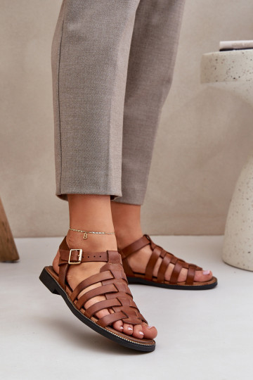 Pealistesandaalid laiade nööridega Zazoo 3686 pruunid värvi