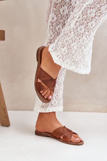 LeĮskis Shoes 3682 naiste nahksussid pruuni värviga