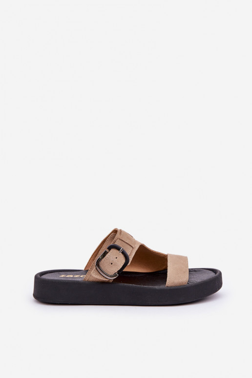 naiste seemisnahksed sussid platvormiga Zazoo 3024 beeži värvi naiste seemisnahksed sussid platvormiga Zazoo 3024 beeži värvi