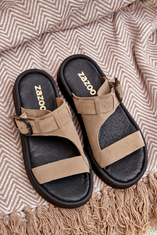 naiste seemisnahksed sussid platvormiga Zazoo 3024 beeži värvi naiste seemisnahksed sussid platvormiga Zazoo 3024 beeži värvi