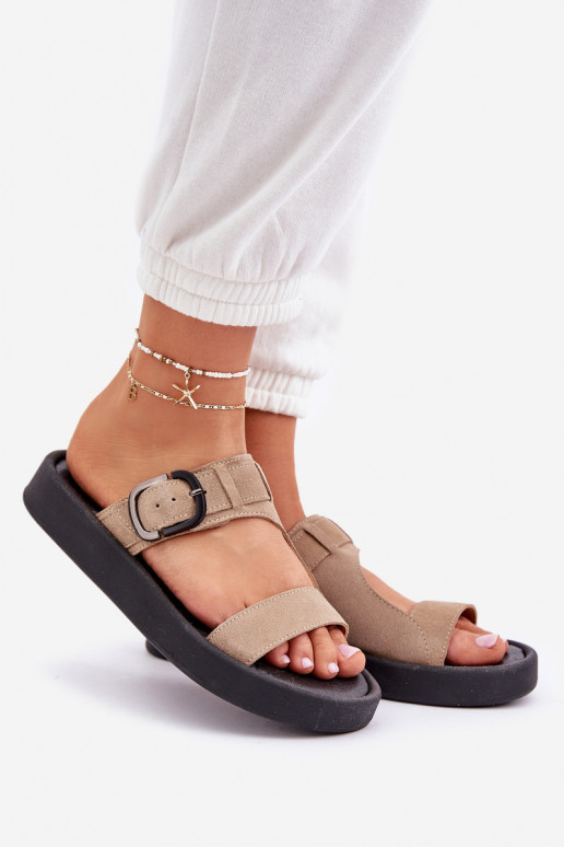 naiste seemisnahksed sussid platvormiga Zazoo 3024 beeži värvi naiste seemisnahksed sussid platvormiga Zazoo 3024 beeži värvi