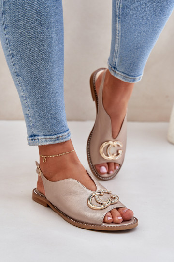 Pealistesandaalid laiade nööridega kaunistustega Laura Messi 2865 Kuldset värvi