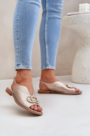 Pealistesandaalid laiade nööridega kaunistustega Laura Messi 2865 Kuldset värvi 2