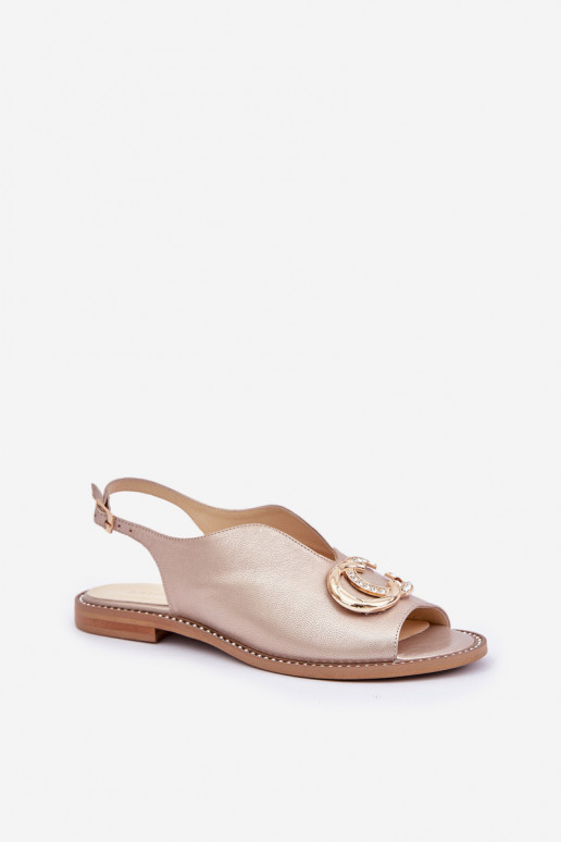 Pealistesandaalid laiade nööridega kaunistustega Laura Messi 2865 Kuldset värvi Pealistesandaalid laiade nööridega kaunistustega Laura Messi 2865 Kuldset värvi