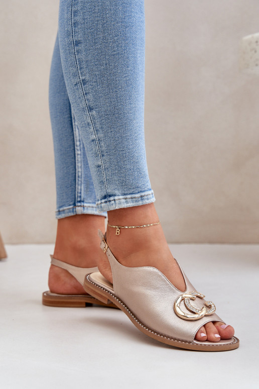 Pealistesandaalid laiade nööridega kaunistustega Laura Messi 2865 Kuldset värvi Pealistesandaalid laiade nööridega kaunistustega Laura Messi 2865 Kuldset värvi