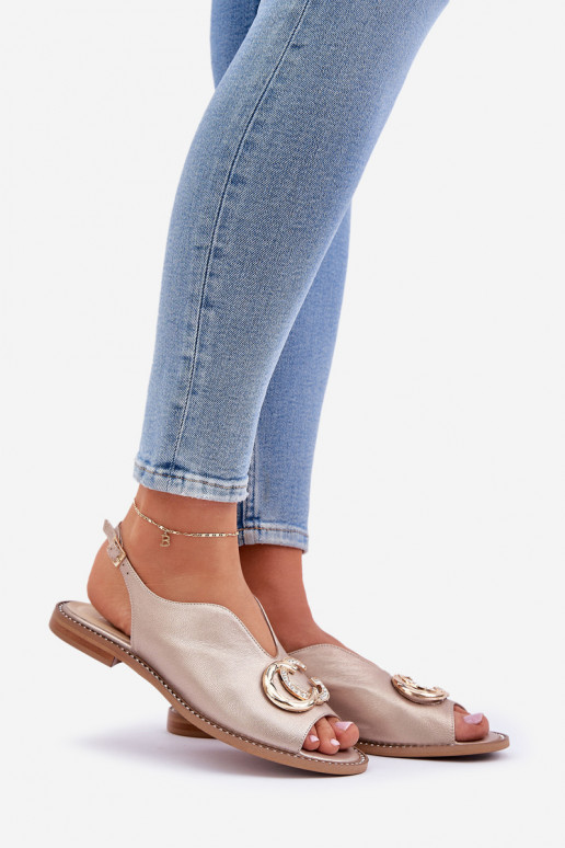 Pealistesandaalid laiade nööridega kaunistustega Laura Messi 2865 Kuldset värvi Pealistesandaalid laiade nööridega kaunistustega Laura Messi 2865 Kuldset värvi