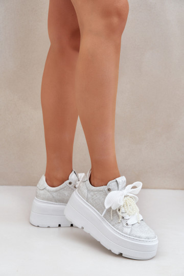 Pealhk Sneakers tüüpi jalanõud platvormiga CheBello 4658 Hõbedat värvi