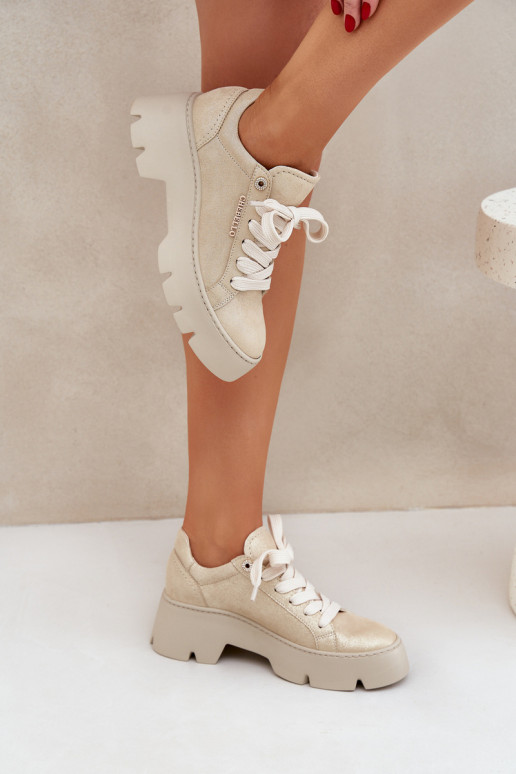 Sneakers tüüpi jalanõud spordijalatsid platvormiga CheBello 4632 Kuldset värvi Sneakers tüüpi jalanõud spordijalatsid platvormiga CheBello 4632 Kuldset värvi