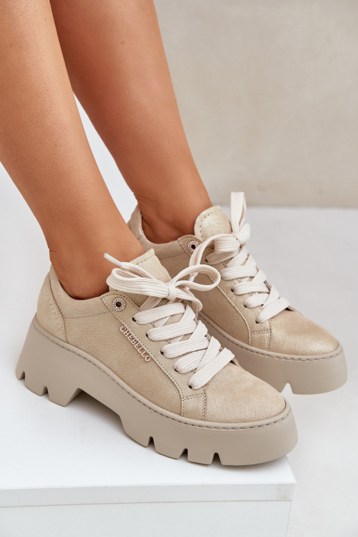 Sneakers tüüpi jalanõud spordijalatsid platvormiga CheBello 4632 Kuldset värvi Sneakers tüüpi jalanõud spordijalatsid platvormiga CheBello 4632 Kuldset värvi