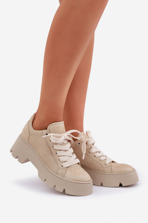 Sneakers tüüpi jalanõud spordijalatsid platvormiga CheBello 4632 Kuldset värvi Sneakers tüüpi jalanõud spordijalatsid platvormiga CheBello 4632 Kuldset värvi