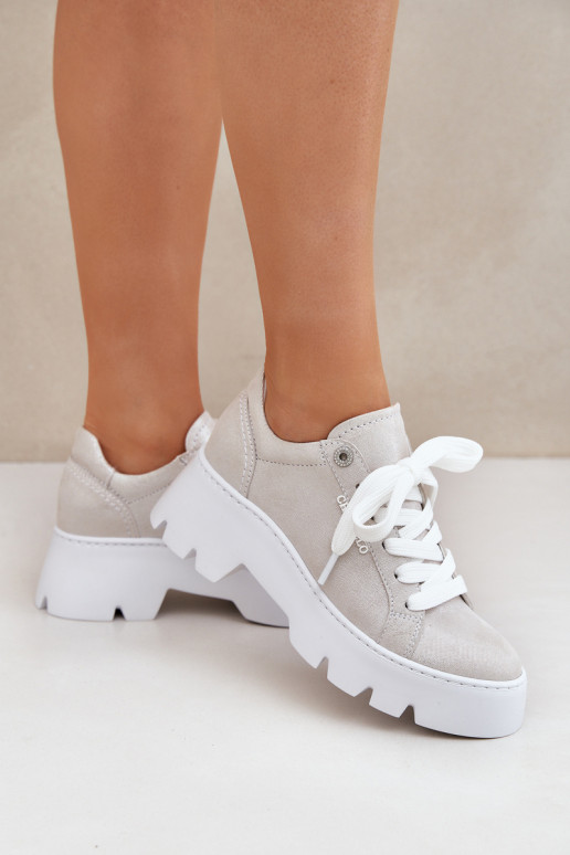 Sneakers tüüpi jalanõud spordijalatsid platvormiga CheBello 4632 Hõbedat värvi Sneakers tüüpi jalanõud spordijalatsid platvormiga CheBello 4632 Hõbedat värvi