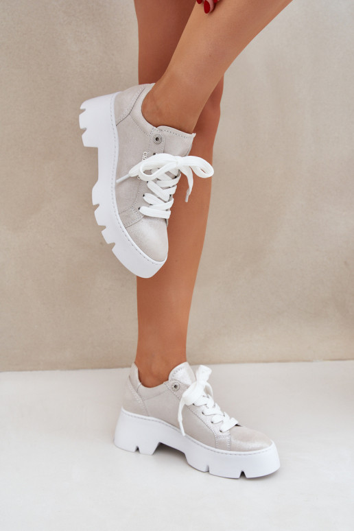 Sneakers tüüpi jalanõud spordijalatsid platvormiga CheBello 4632 Hõbedat värvi Sneakers tüüpi jalanõud spordijalatsid platvormiga CheBello 4632 Hõbedat värvi