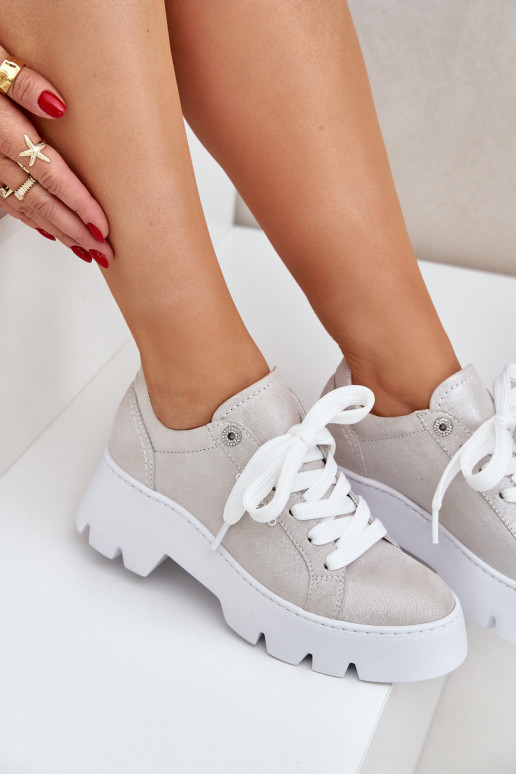 Sneakers tüüpi jalanõud spordijalatsid platvormiga CheBello 4632 Hõbedat värvi Sneakers tüüpi jalanõud spordijalatsid platvormiga CheBello 4632 Hõbedat värvi