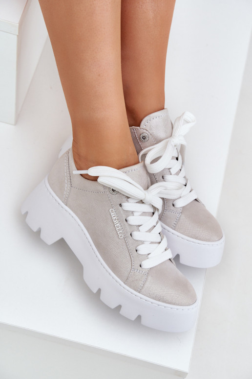 Sneakers tüüpi jalanõud spordijalatsid platvormiga CheBello 4632 Hõbedat värvi Sneakers tüüpi jalanõud spordijalatsid platvormiga CheBello 4632 Hõbedat värvi