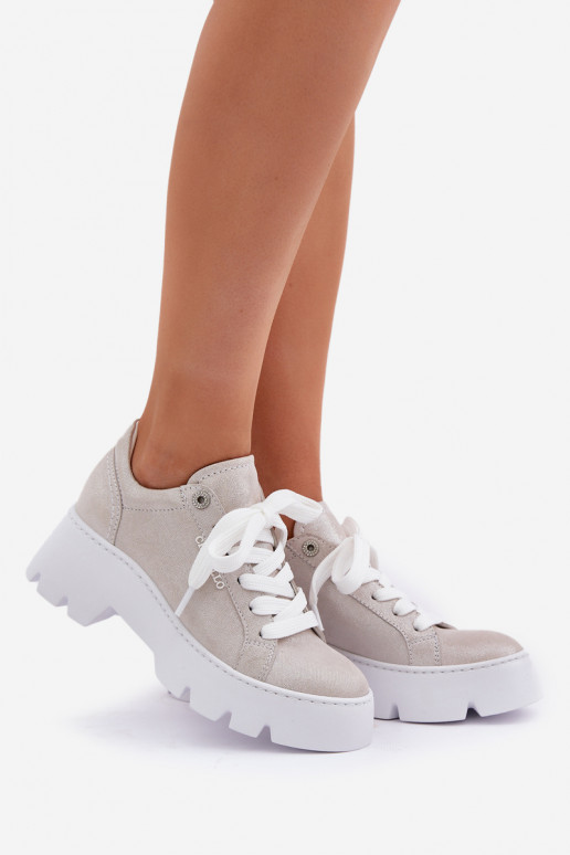 Sneakers tüüpi jalanõud spordijalatsid platvormiga CheBello 4632 Hõbedat värvi Sneakers tüüpi jalanõud spordijalatsid platvormiga CheBello 4632 Hõbedat värvi