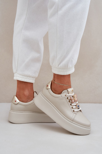 Pealiste omad Pealhk Sneakers tüüpi jalanõud platvormiga Kaunistustega CheBello 4292 Elevandiluu värvi 2