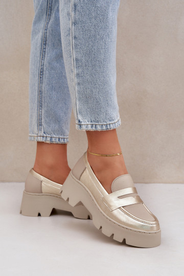 Pealhk Kullatud tallaga naiste mokassiinid Ja lamedad kontsad Zazoo 20191 Kuldset värvi