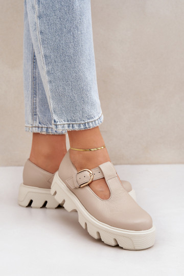 Pealhk jalatsid neetide ja pandlaga Zazoo 20183 beeži värvi 2