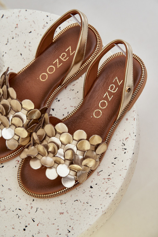 Pealistesandaalid laiade nööridega Zazoo 40425 Kuldset värvi Pealistesandaalid laiade nööridega Zazoo 40425 Kuldset värvi