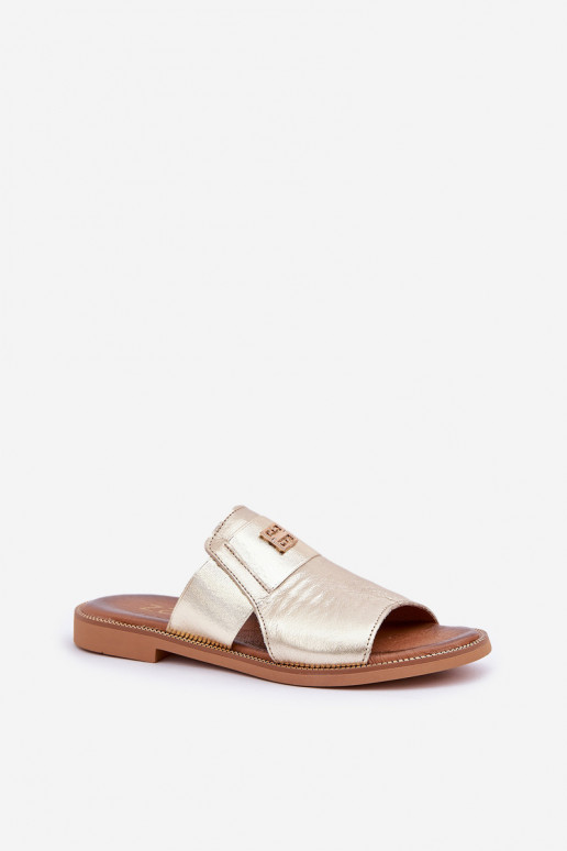 Elegantsed Sussid Valmistatud naturaalsest nahast laiade nööridega Zazoo 40423 Kuldset värvi Elegantsed Sussid Valmistatud naturaalsest nahast laiade nööridega Zazoo 40423 Kuldset värvi