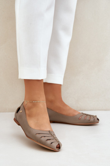 Zazoo 10009 Mugavad naturaalsest nahast baleriinad Pealiste omad beeži värvi 2