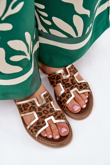 Naha lamedad šlepetes leopardimustriga Zazoo 40383 pruun