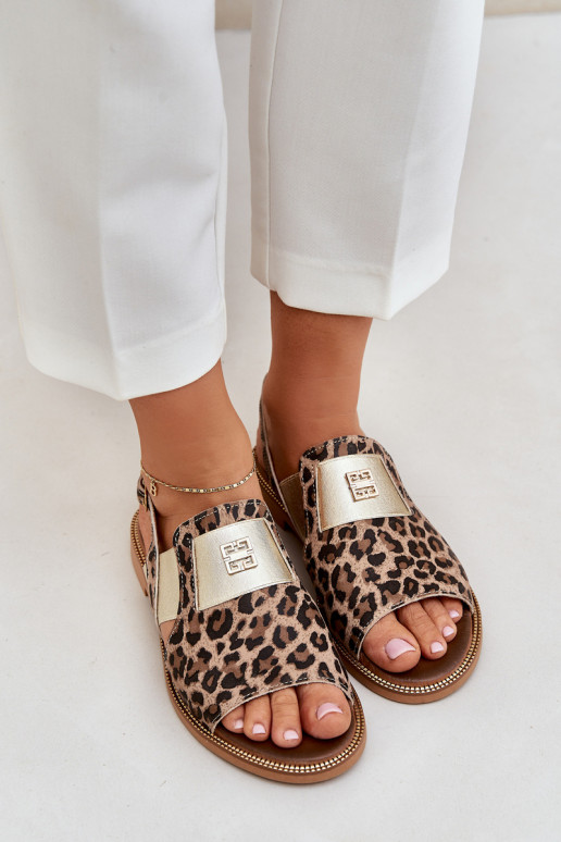Zazoo 40385 Pealiste omad Pealistesandaalid leopardimustriga pruunid värvi