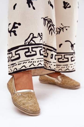 Elegantsest stiilis nahast espadrillid punumisega Zazoo 10178 liivakuldne 2