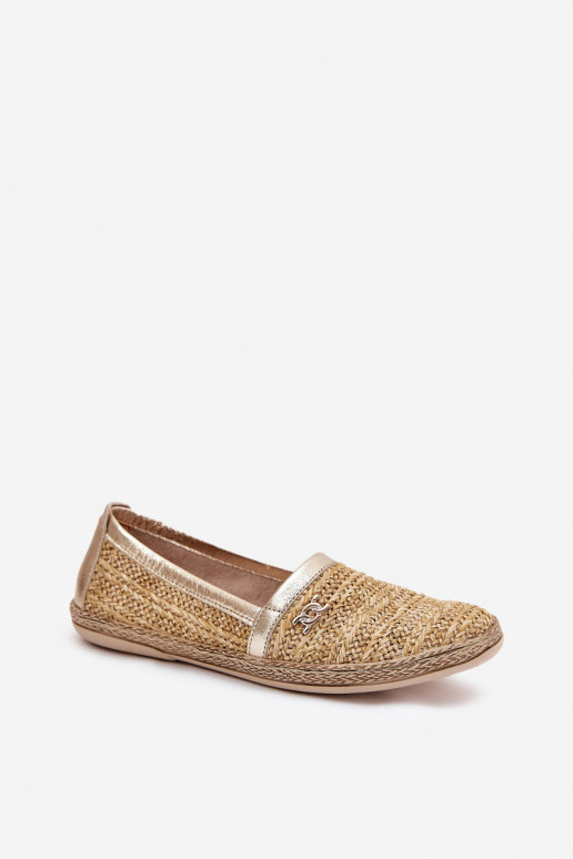 Elegantsed Espadrillid Koos punutisega Zazoo 10178 beeži värvi-Kuldset värvi Elegantsed Espadrillid Koos punutisega Zazoo 10178 beeži värvi-Kuldset värvi