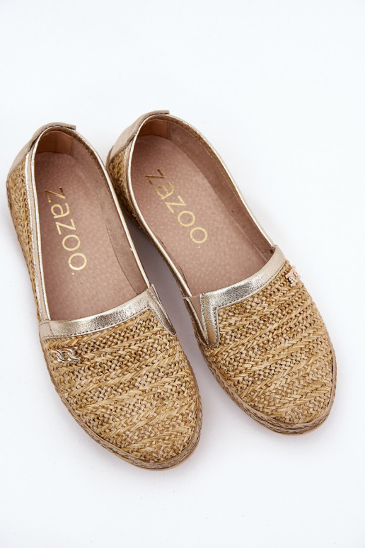 Elegantsed Espadrillid Koos punutisega Zazoo 10178 beeži värvi-Kuldset värvi Elegantsed Espadrillid Koos punutisega Zazoo 10178 beeži värvi-Kuldset värvi