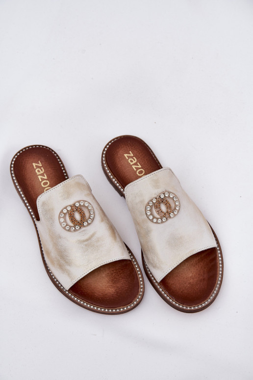 Elegantsed Plätud naturaalsest nahast Pealiste omad kaunistustega Zazoo 3008 Kuldset värvi Przecierany Elegantsed Plätud naturaalsest nahast Pealiste omad kaunistustega Zazoo 3008 Kuldset värvi Przecierany