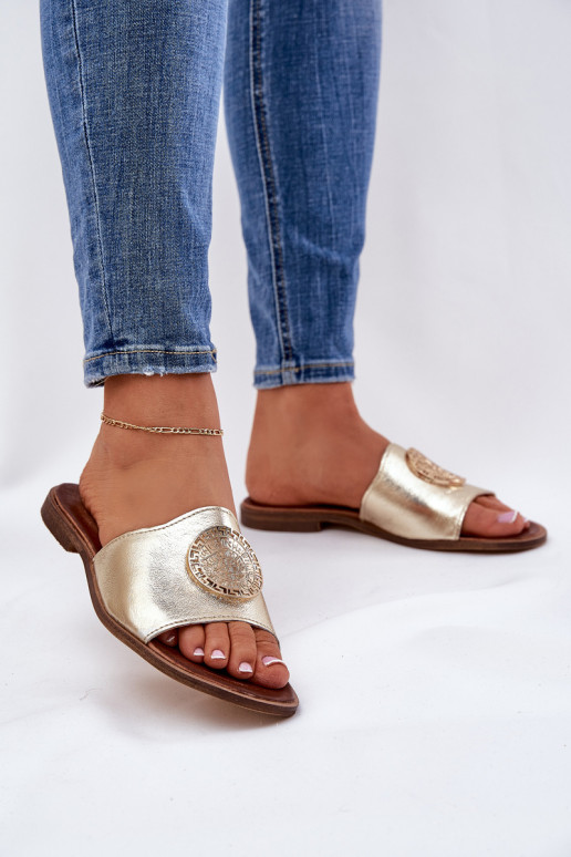 Zazoo 2938 Plätud naturaalsest nahast laiade nööridega kaunistustega Kuldset värvi Zazoo 2938 Plätud naturaalsest nahast laiade nööridega kaunistustega Kuldset värvi