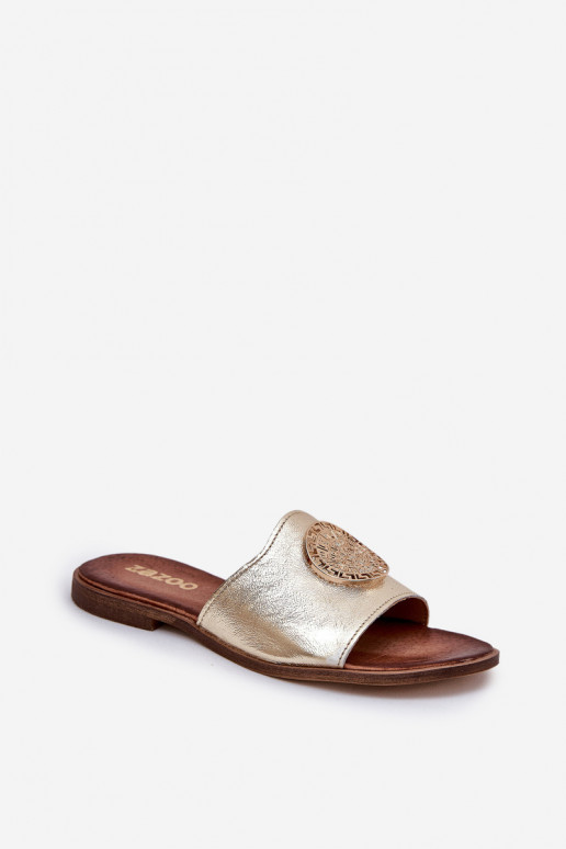 Zazoo 2938 Plätud naturaalsest nahast laiade nööridega kaunistustega Kuldset värvi Zazoo 2938 Plätud naturaalsest nahast laiade nööridega kaunistustega Kuldset värvi