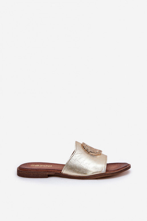 Zazoo 2938 Plätud naturaalsest nahast laiade nööridega kaunistustega Kuldset värvi Zazoo 2938 Plätud naturaalsest nahast laiade nööridega kaunistustega Kuldset värvi