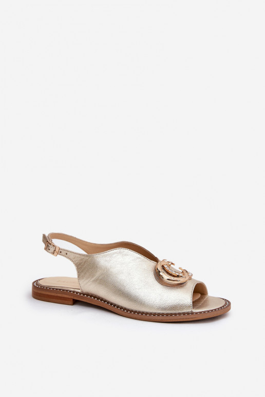 Pealistesandaalid laiade nööridega kaunistustega Laura Messi 2865 Kuldset värvi Pealistesandaalid laiade nööridega kaunistustega Laura Messi 2865 Kuldset värvi