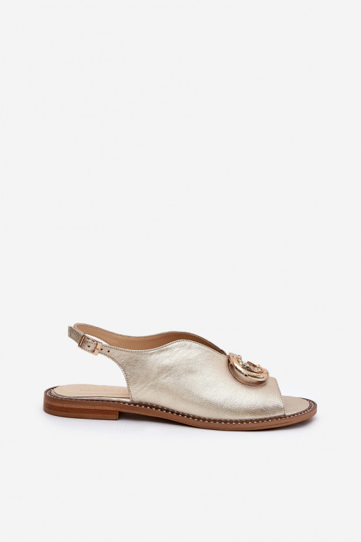 Pealistesandaalid laiade nööridega kaunistustega Laura Messi 2865 Kuldset värvi Pealistesandaalid laiade nööridega kaunistustega Laura Messi 2865 Kuldset värvi