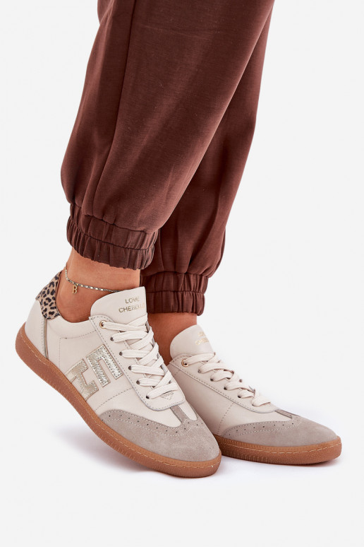 Pealhk spordijalatsid Sneakers tüüpi jalanõud Pealiste omad leopardimustriga CheBello 4640 beeži värvi Pealhk spordijalatsid Sneakers tüüpi jalanõud Pealiste omad leopardimustriga CheBello 4640 beeži värvi