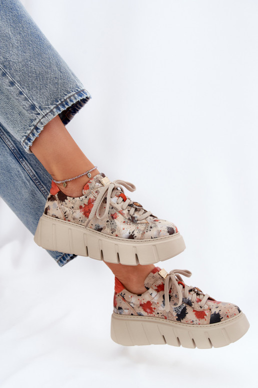 Pealhk Sneakers tüüpi jalanõud platvormiga Sellel onciejka 06891-18 beeži värvi