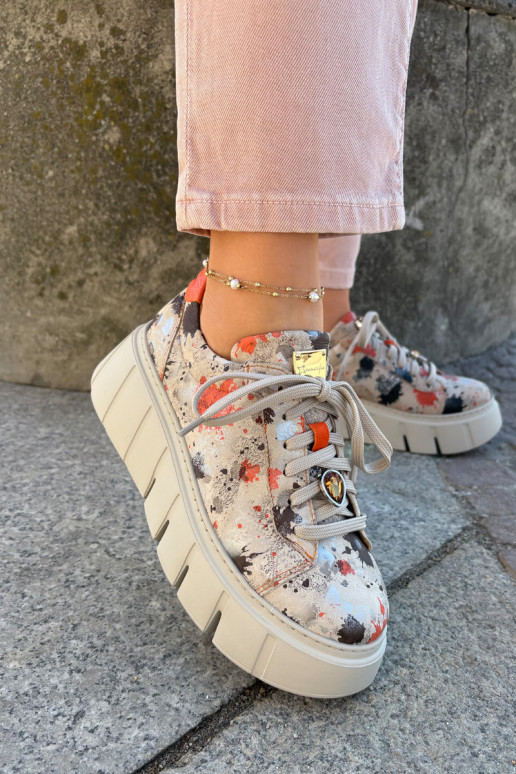 Pealhk Sneakers tüüpi jalanõud platvormiga Sellel onciejka 06891-18 beeži värvi