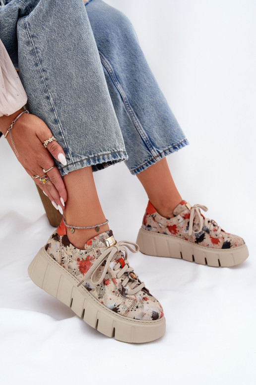 Pealhk Sneakers tüüpi jalanõud platvormiga Sellel onciejka 06891-18 beeži värvi