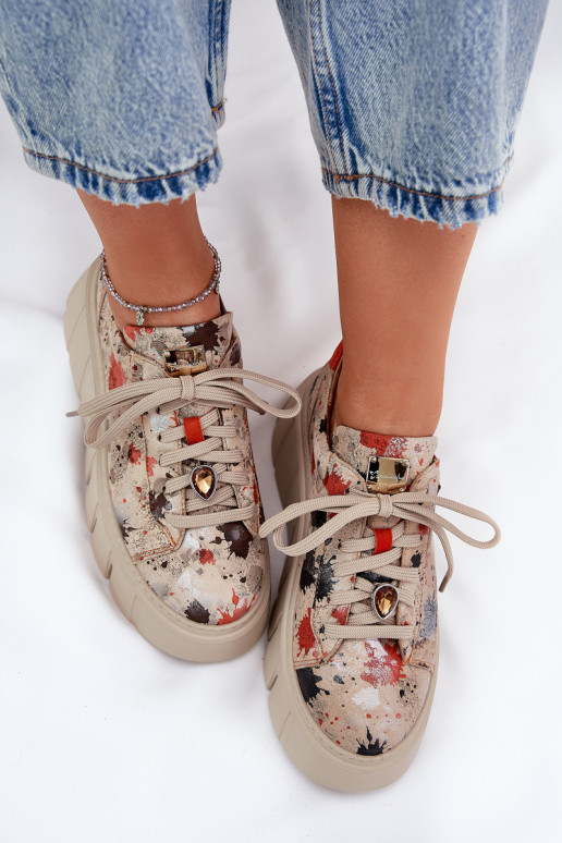 Pealhk Sneakers tüüpi jalanõud platvormiga Sellel onciejka 06891-18 beeži värvi