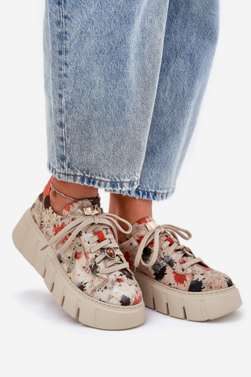 Pealhk Sneakers tüüpi jalanõud platvormiga Sellel onciejka 06891-18 beeži värvi