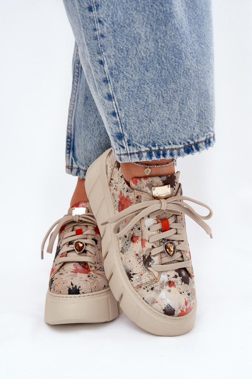 Pealhk Sneakers tüüpi jalanõud platvormiga Sellel onciejka 06891-18 beeži värvi