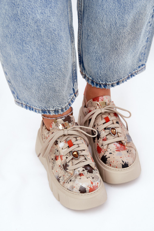 Pealhk Sneakers tüüpi jalanõud platvormiga Sellel onciejka 06891-18 beeži värvi