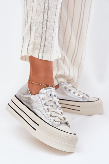 Pealhk naiste saapad platvormiga GOE RR2N4108 Hõbedat värvi 2