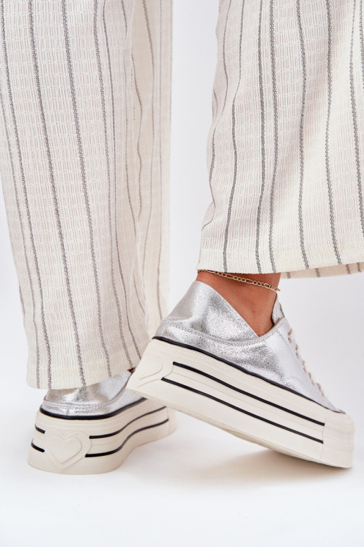 Pealhk naiste saapad platvormiga GOE RR2N4108 Hõbedat värvi Pealhk naiste saapad platvormiga GOE RR2N4108 Hõbedat värvi