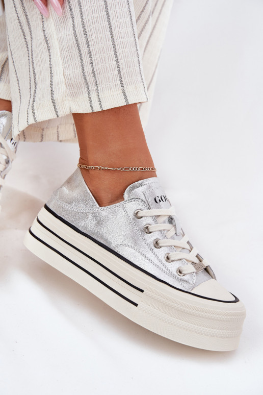 Pealhk naiste saapad platvormiga GOE RR2N4108 Hõbedat värvi Pealhk naiste saapad platvormiga GOE RR2N4108 Hõbedat värvi