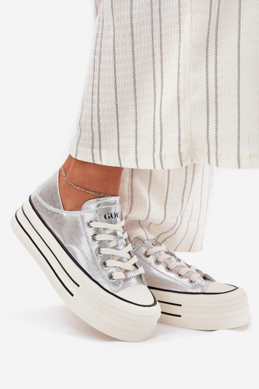 Pealhk naiste saapad platvormiga GOE RR2N4108 Hõbedat värvi Pealhk naiste saapad platvormiga GOE RR2N4108 Hõbedat värvi