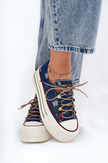 naiste saapad platvormiga GOE RR2N4103 tumesinist värvi